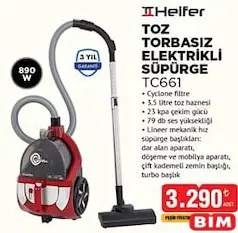 HEİFER TC661 TOZ TORBASIZ ELEKTRİKLİ SÜPÜRGE